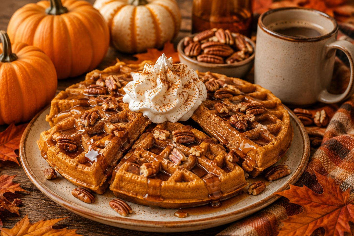 Nutty Pumpkin Waffles